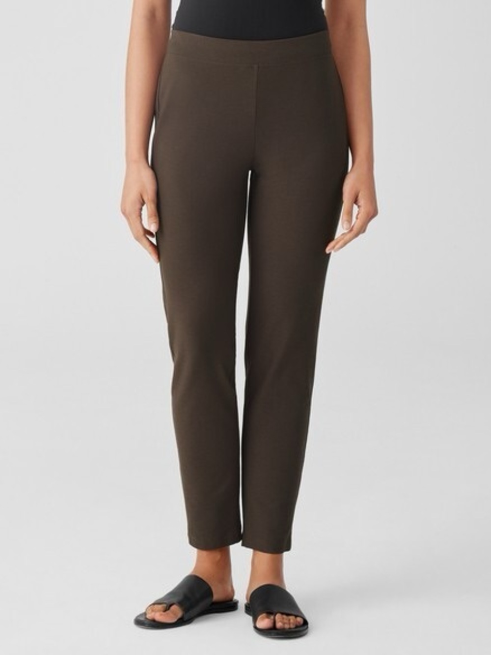 Eileen Fisher Brown Straight-Leg Stretch Easy chic/Effortless Pants - Picture 1 of 5